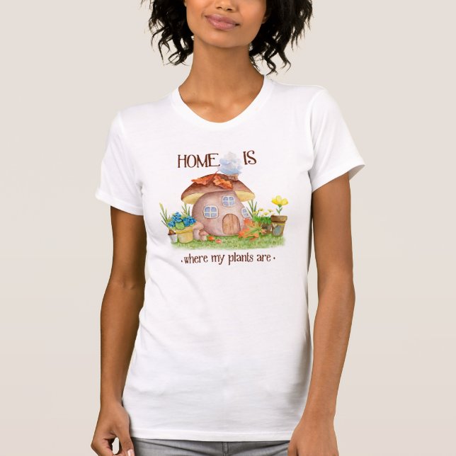 T-shirt Gnome maison plante fleurs jardin mignon (Devant)