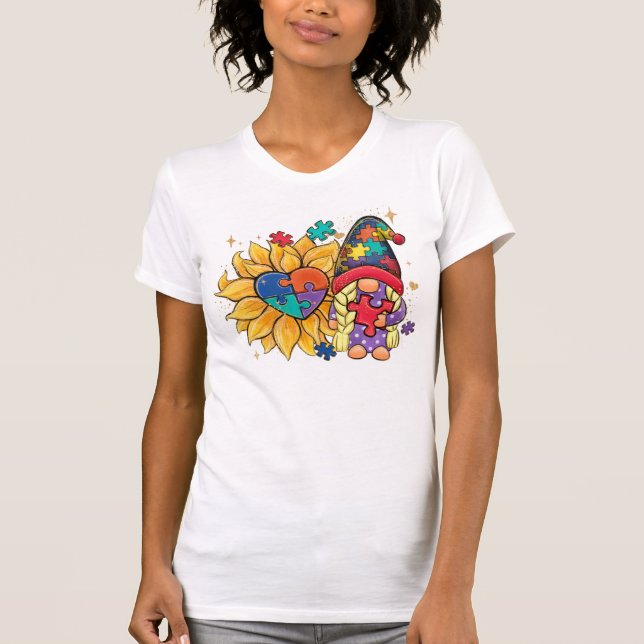 T-shirt Gnome mignonne, tournesol et Sensibilisation sur l (Devant)