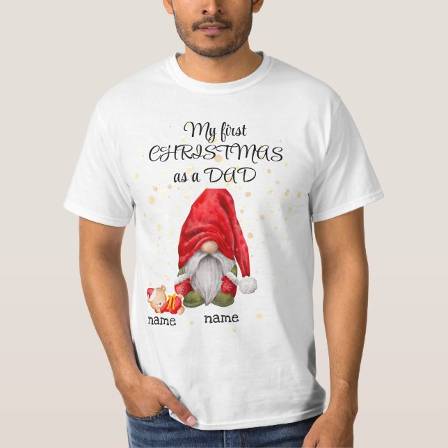 T-shirt gnome "Mon premier Noël en tant que DAD" (Devant)