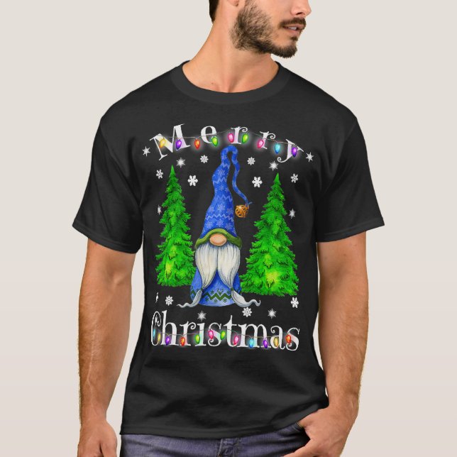 T-shirt Gnome Noël Pyjamas Jardin Gnome Joyeux Christ (Devant)