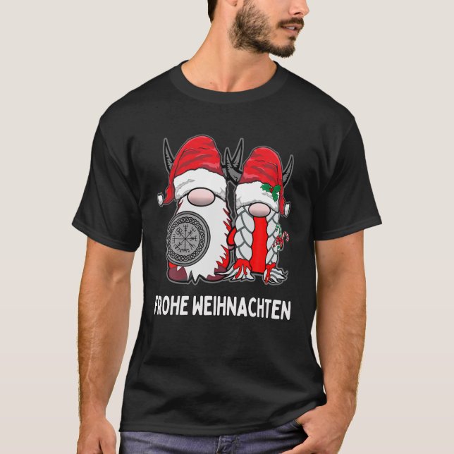 T-shirt Gnome nordique Viking Tomte Couple Frohe Weihnacht (Devant)