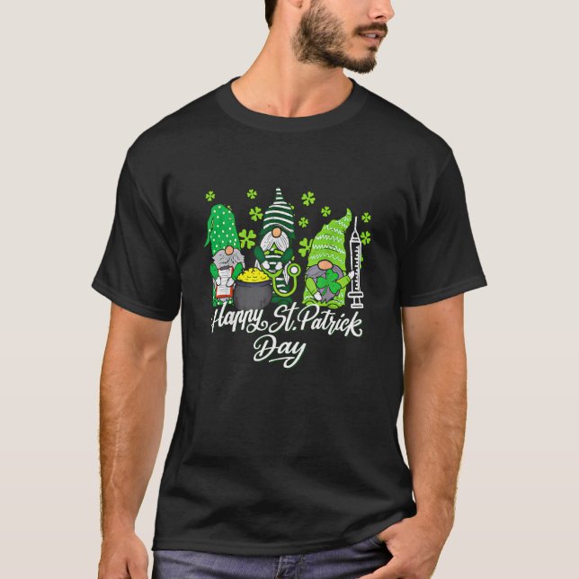 T-shirt Gnome Nurses Saint Pattys Scrub Nurse St Patricks  (Devant)