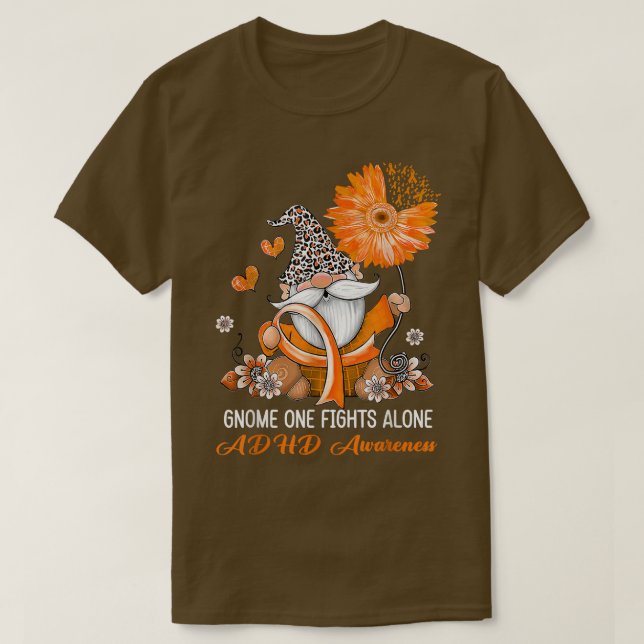 T-shirt Gnome One combat seul Ribbon ADHD Sensibilisation (Design devant)