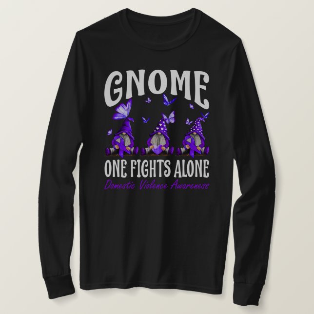T-shirt Gnome One Fights Alone Domestic Violence Awareness (Design devant)
