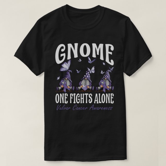 T-shirt Gnome One Fights Alone Vulvar Cancer Awareness (Design devant)