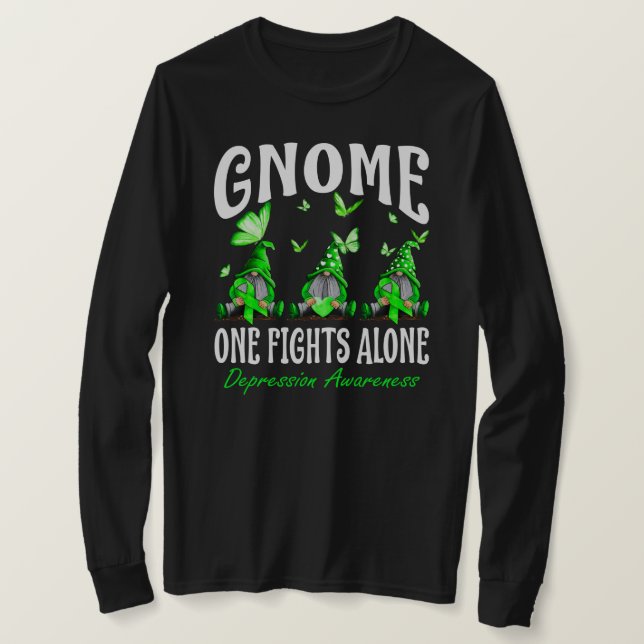 T-shirt Gnome One lutte seule contre la dépression (Design devant)