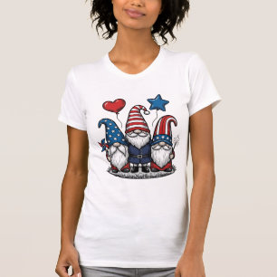 T-shirt Gnome Patriotique Gravure Vintage Design Vectoriel