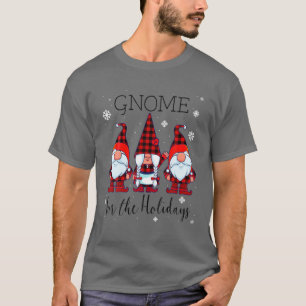 T-shirt Gnome pour les vacances Buffalo Plaid 3 Gnomes Chr
