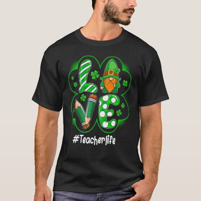 T-shirt Gnome Professeur Saint Patrick journée Amour Profe (Devant)
