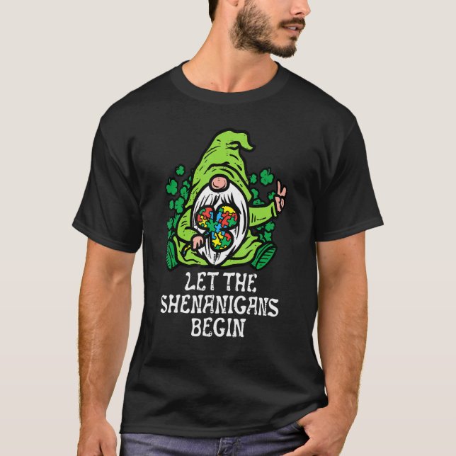 T-shirt Gnome Puzzle Shamrock Shenanigans St Patricks Day  (Devant)