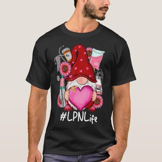 T-shirt Gnome Valentine Lpn Infirmière Infirmière Valentin (Devant)