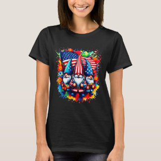 T-shirt Gnomes 4 juillet Drapeau américain Fête de l'indép