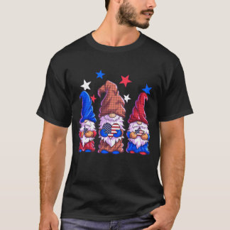 T-shirt Gnomes 4 juillet Filles Drapeau Américain Étoiles