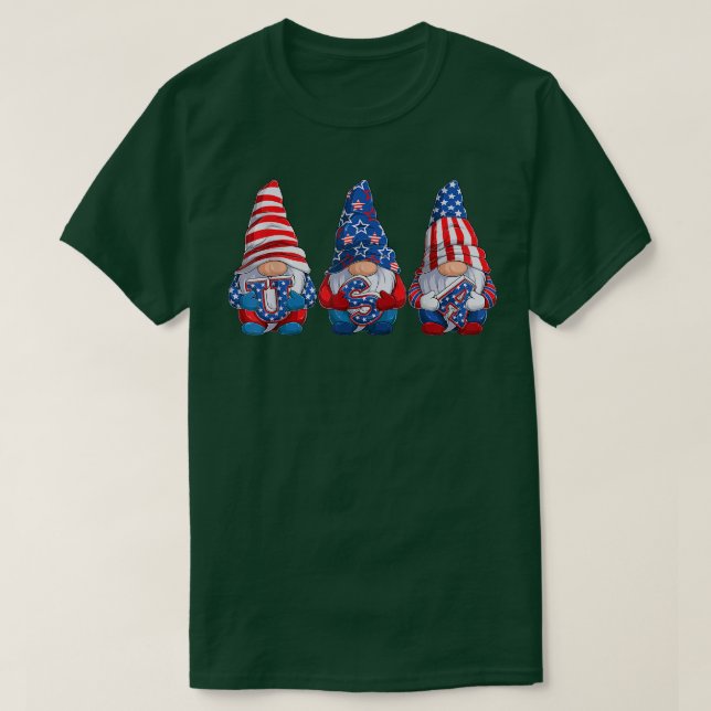 T-shirt Gnomes 4 juillet Funny American Patriotic USA (Design devant)