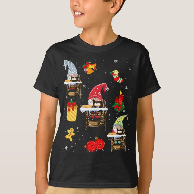 T-shirt Gnomes à coudre mignons Gnomes à Noël amusants Gno (Devant)