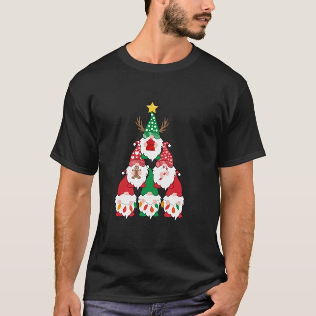 T-shirt Gnomes amusants Noël Arbre rennes Noël Gnomes (Devant)
