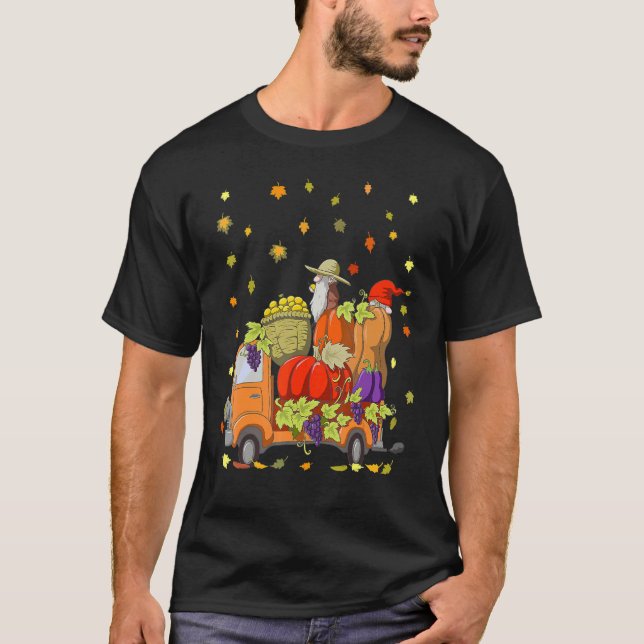 T-shirt Gnomes Citrouille Camion Leaves automne Thanksgivi (Devant)