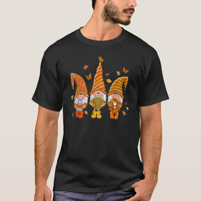 T-shirt Gnomes citrouilles Automne Mignons Halloween Thank (Devant)