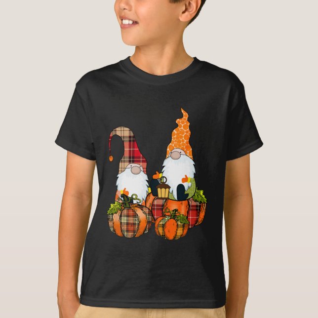 T-shirt Gnomes citrouilles Automne Mignons Halloween Thank (Devant)