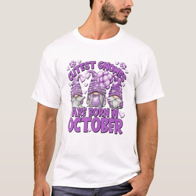 T-shirt Gnomes D'Anniversaire Violet Pour Les Femmes Nées  (Devant)