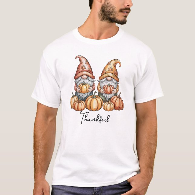 T-shirt Gnomes d'automne avec Citrouille mignon automne Th (Devant)