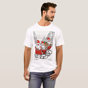 T-shirt Gnomes de Noël avec Sleigh et Reindeer - Festive