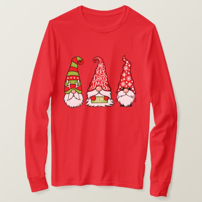 T-shirt Gnomes de Noël long manches (Design devant)