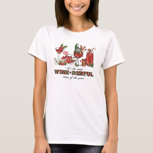T-shirt Gnomes de Noël scandinaves mignons avec verre de v