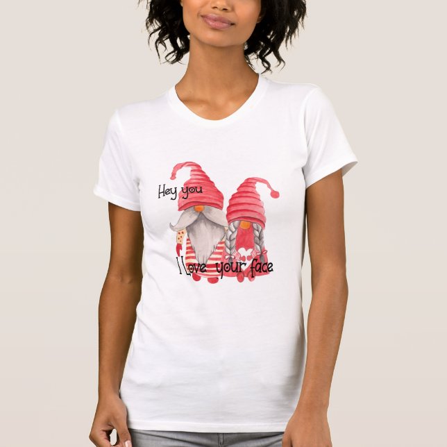 T-shirt Gnomes Drôle, J'Aime Ton Visage (Devant)