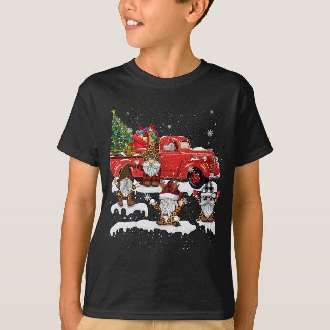 T-shirt Gnomes En Buffle Léopard Imprimé Plaid Noël (Devant)