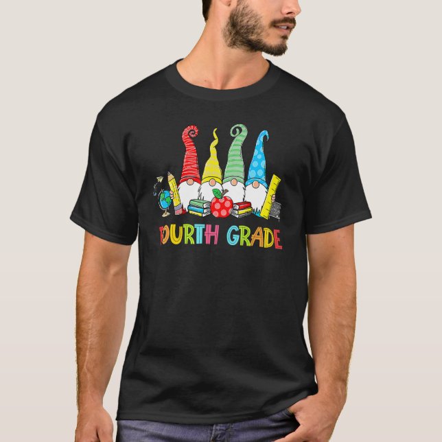 T-shirt Gnomes Équipe de quatrième année Enseignant de pre (Devant)