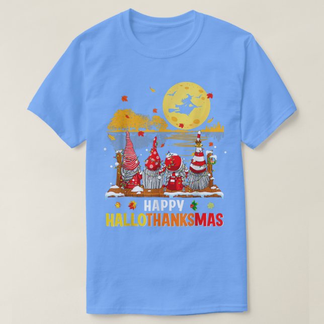 T-shirt Gnomes Hallothanksmas Halloween Thanksgiving (Design devant)