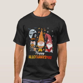 T-shirt Gnomes Halloween Joyeux Hallothanksmas heureux