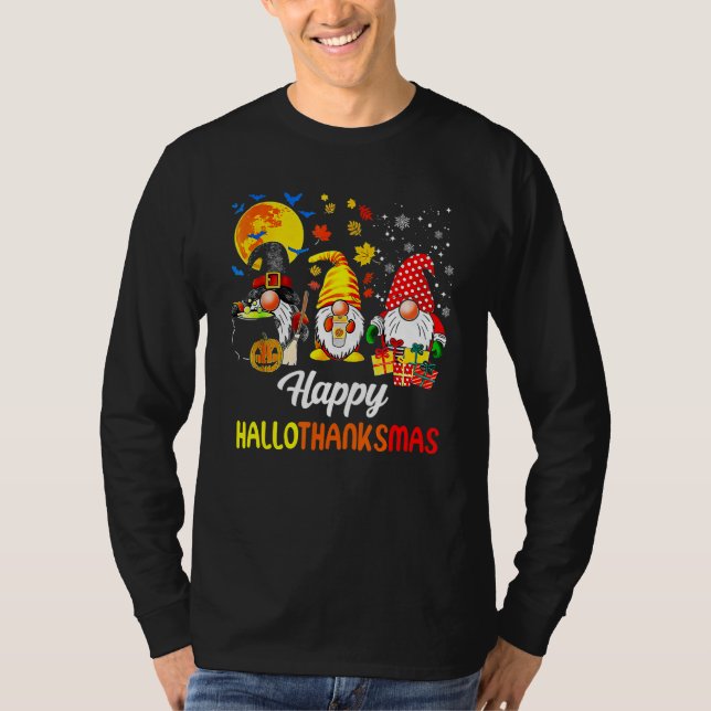 T-shirt Gnomes  Halloween Merry Christmas Happy Hallothank (Devant)