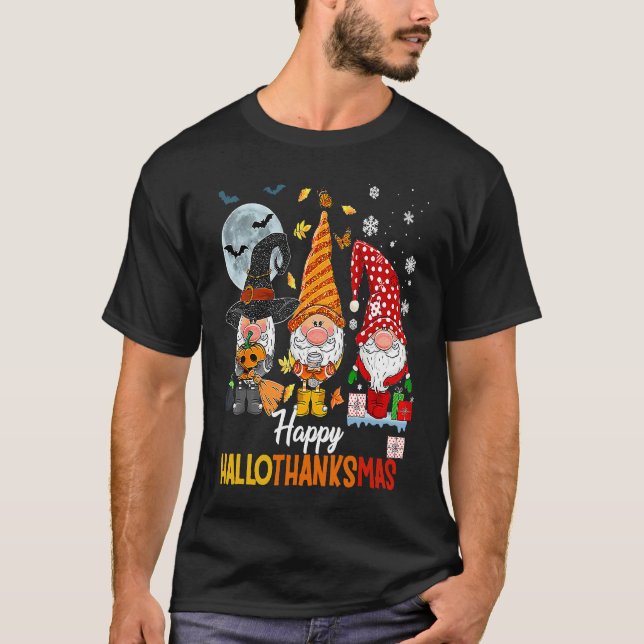T-shirt Gnomes  Halloween Merry Christmas Happy Hallothank (Devant)