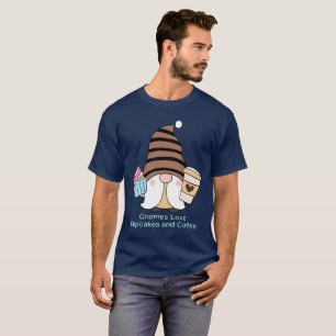 T-shirt Gnomes Love Cupcakes and Coffee Unisex