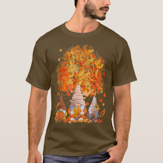 T-shirt Gnomes mignons Automne Arbre d'automne Thanksiving