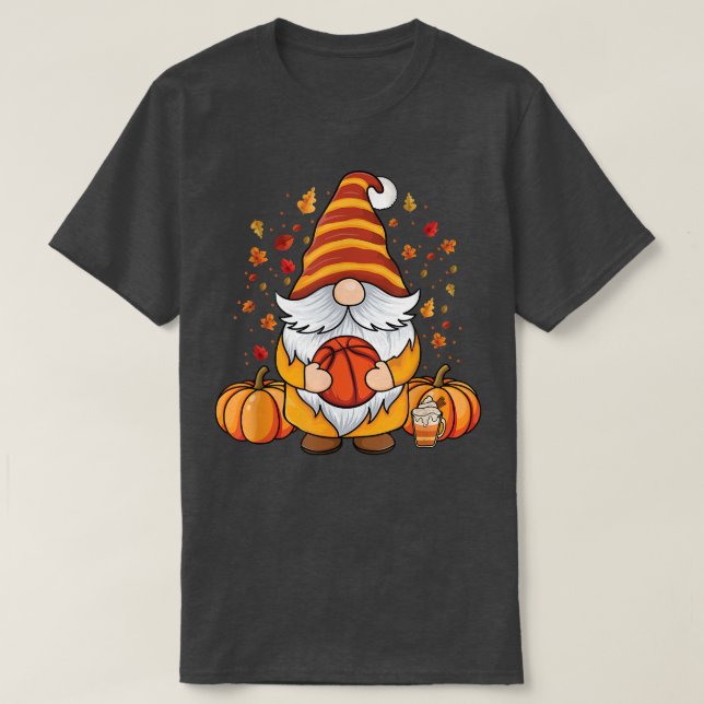 T-shirt Gnomes mignons avec citrouille de basket chute d'é (Design devant)