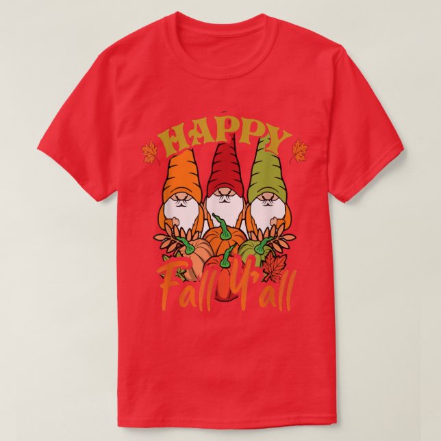 T-shirt Gnomes mignons Citrouille Automne Bonne Automne Y' (Design devant)