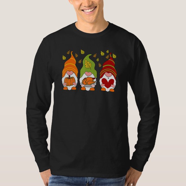 T-shirt Gnomes Pumpkin Turkey Thanksgiving Day Cute Fall A (Devant)