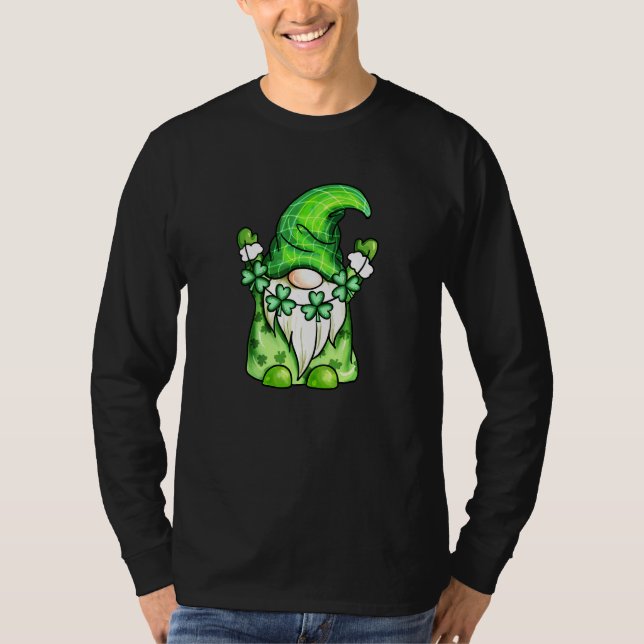T-shirt Gnomes Vert Avec Shamrock Pour St Patrick's D (Devant)
