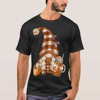 T-shirt Gnomie D'Automne À Buffalo Plaid - Citrouille Spic