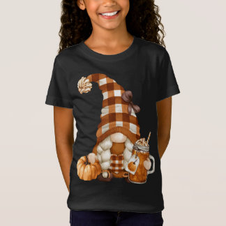T-Shirt Gnomie D'Automne À Buffalo Plaid - Citrouille Spic