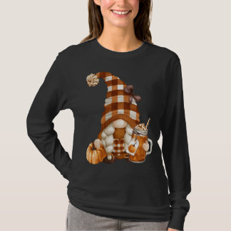 T-shirt Gnomie D'Automne À Buffalo Plaid - Citrouille Spic