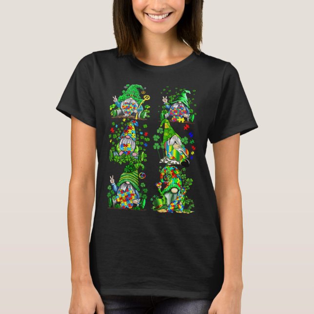 T-shirt Gnomies Shamrock Autism Awareness St Patricks Day  (Devant)