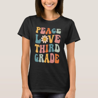 T-shirt Gnoovy Retro Vintage Peace Love Troisième Grade Re