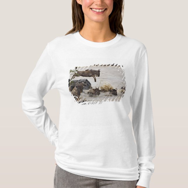 T-shirt Gnou sautant dans la rivière Mara (Devant)