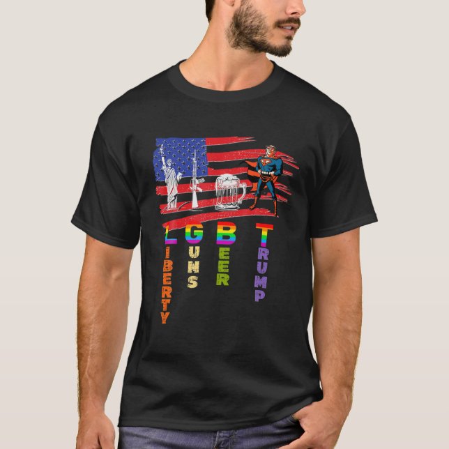 T-shirt Go Biden LGBT Pro Trump 2024 Drapeau Anti Joe B (Devant)