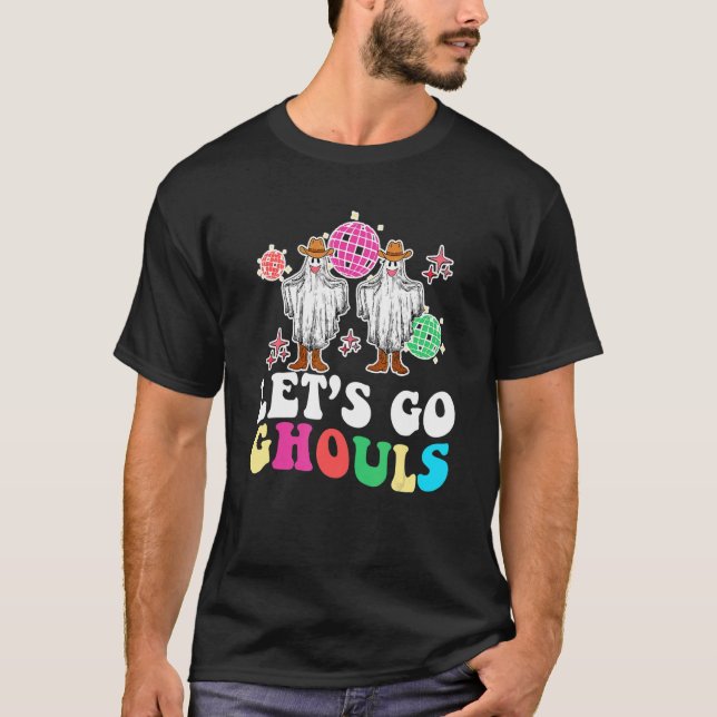 T-shirt Go Ghouls Disco Ball Ghost Halloween Éffrayant (Devant)