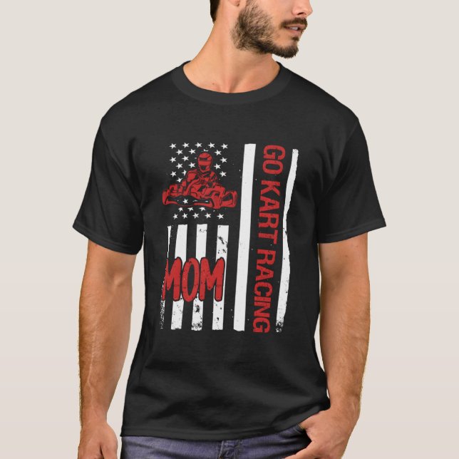 T-shirt Go K Racing Mom Usa Flag (Devant)